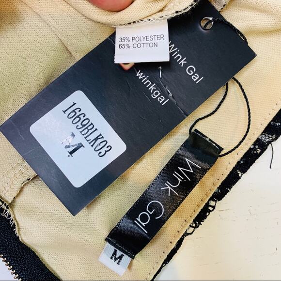 Wink Gal black lace dress single sleeve sheath - Picture 7 of 9